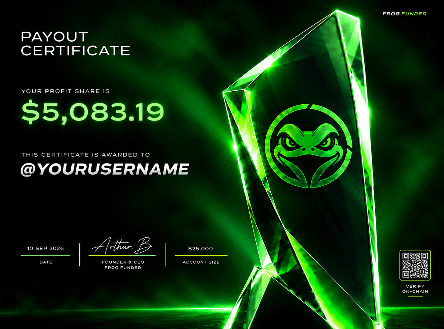 Frog Funded — Payout Certificate